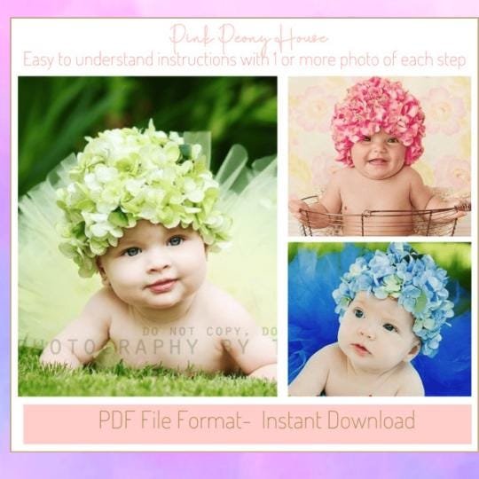 DIY Petal Hat Ebook - PDF digital file download Photo Props Newborn photography pattern tutorial instructions Flower Floral Hats Photos
