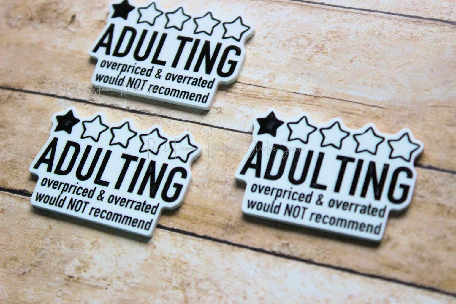 3 funny quotes adulting Planar Resins Flatback planars bow crafts supplies focal craft supply jewelry bows clips flatbacks DIY snark snarky - Image 4
