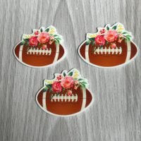 3 boho football Resins Flatback planars hairbow hair bow supplies focal craft supply jewelry bows clips flatbacks DIY bookmarks sports fall