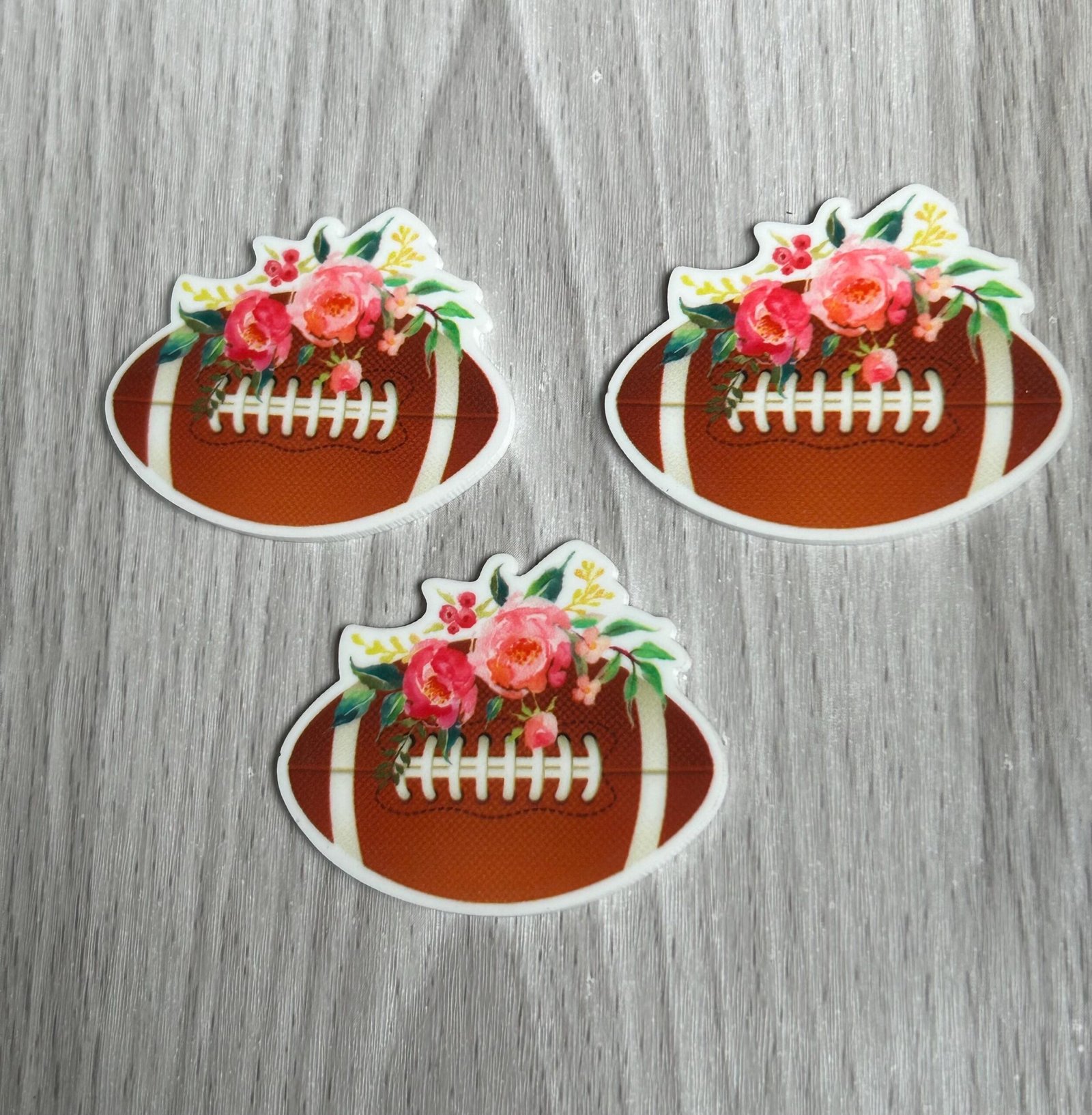 3 boho football Resins Flatback planars hairbow hair bow supplies focal craft supply jewelry bows clips flatbacks DIY bookmarks sports fall