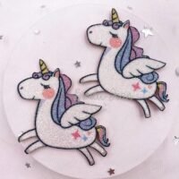 2 glitter unicorn Pegasus applique embellishments hairbow hair bow supplies focal craft supply jewelry bows clips DIY scrapbook card making
