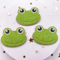 2 glitter frog applique embellishments hairbow hair bow suppliescraft supply bows clips DIY scrapbook card making die cuts frogs die cuts