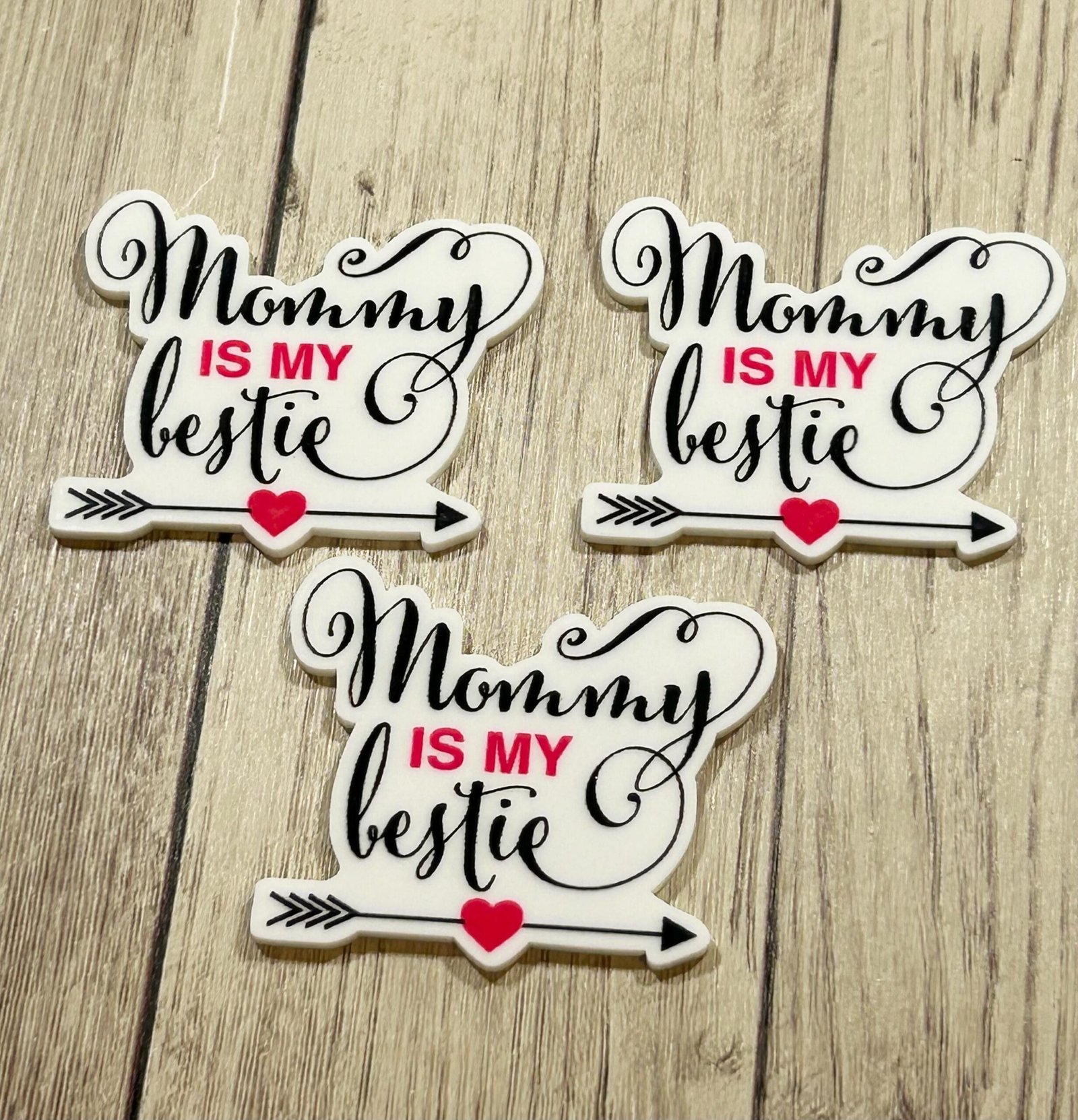 3 Valentine Mommy is Bestie Planar Resins Flatback planars hairbow hair bow supplies focal craft supply jewelry bows magnets flatbacks DIY - Image 2