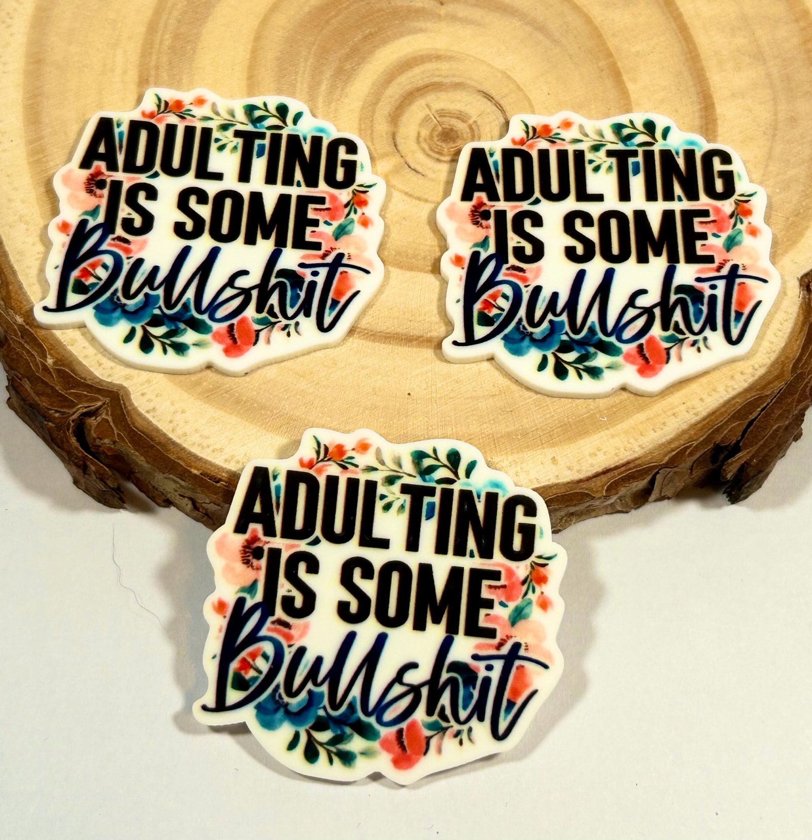 3 funny Adulting BS planar Resins Flatback planars hairbow hair bow supplies focal craft supply bows magnets clips flatbacks DIY Quotes LOL - Image 3