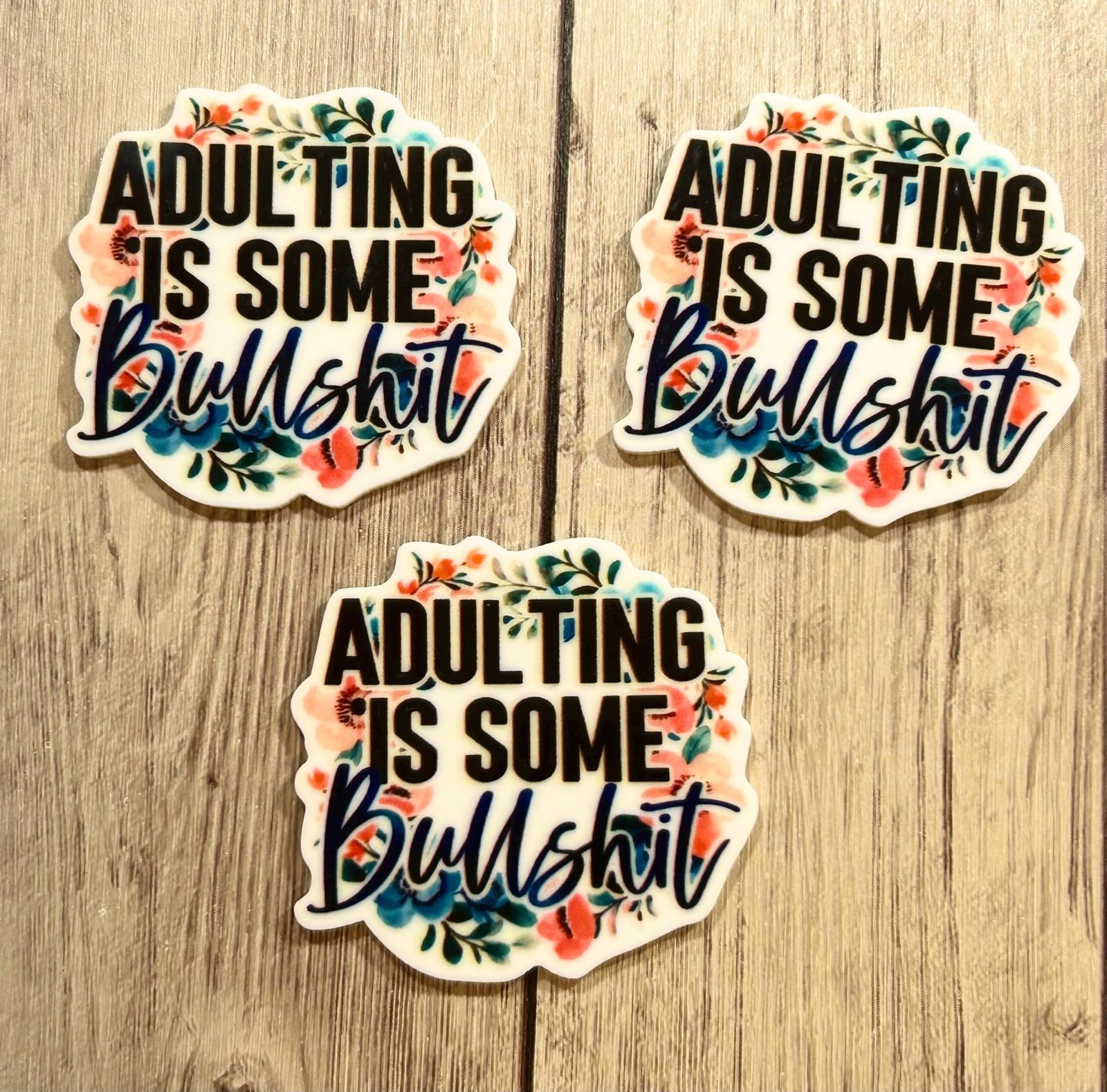 3 funny Adulting BS planar Resins Flatback planars hairbow hair bow supplies focal craft supply bows magnets clips flatbacks DIY Quotes LOL - Image 4