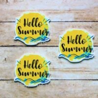 3 Hello Summer Planar Resins Flatback planars hairbow hair bow supplies craft supply jewelry bows clips flatbacks DIY sunny crafts bookmarks