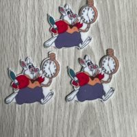 3 Wonderland Resins Flatback planars hairbow hair bow supplies focal craft supply jewelry bows clips DIY bookmarks rabbit tea party books