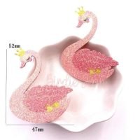 2 pink glitter swans Flatback embellishments hairbow hair bow supplies focal craft supply jewelry bows clips DIY scrapbook card making tags