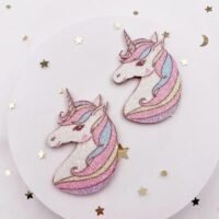 2 glitter unicorn applique embellishments hairbow hair bow suppliescraft supply bows clips DIY scrapbook card making die cuts hbd birthday