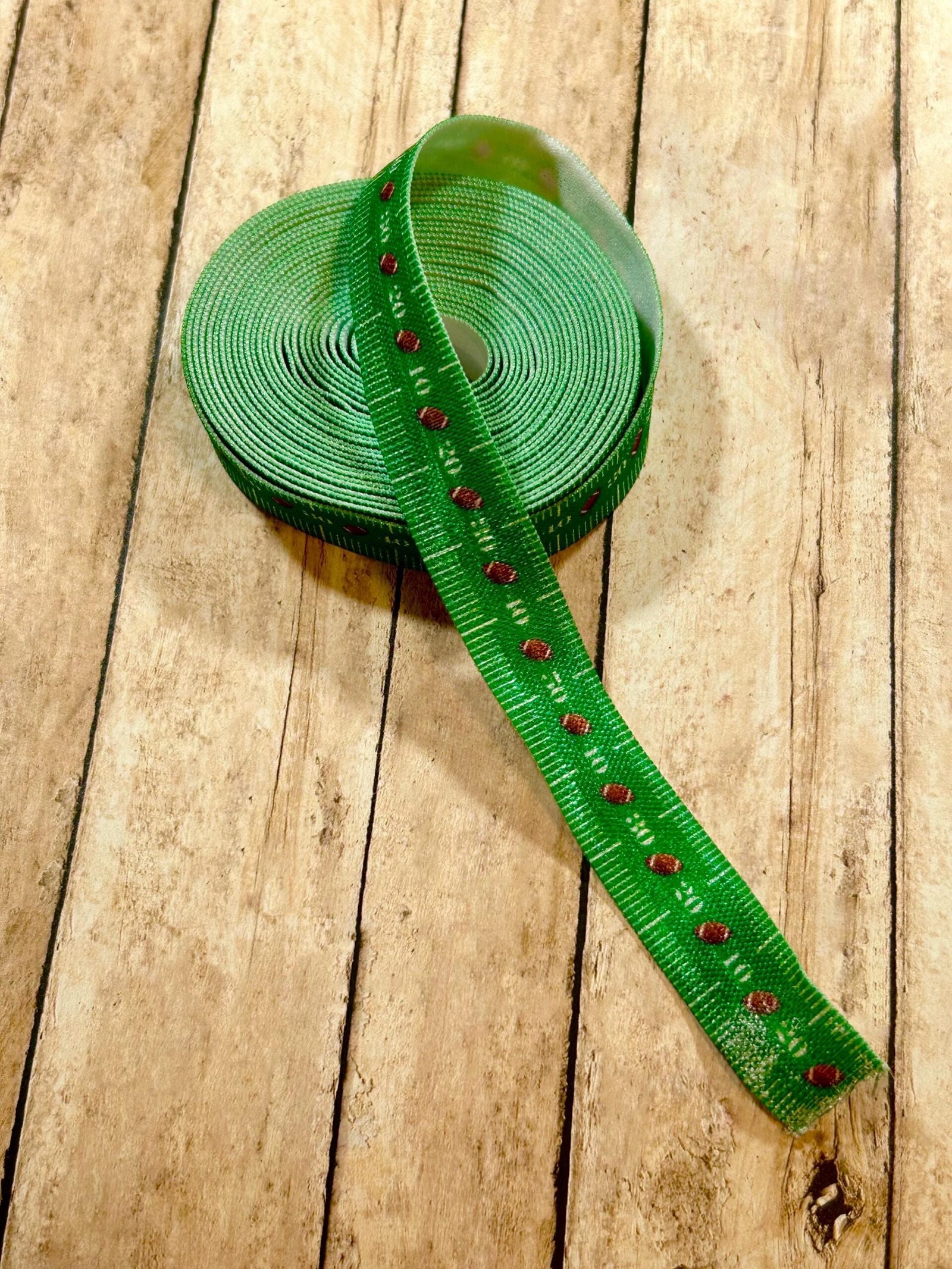 5 yards 5/8 “ Football Field FOE Fold Over Elastic sewing bow making headband craft supplies DIY bows headbands hair ties sports teams - Image 3