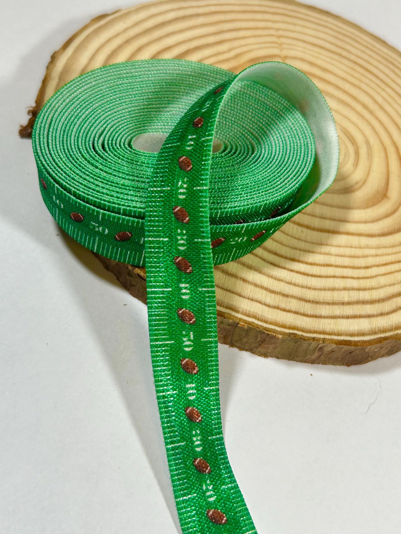 5 yards 5/8 “ Football Field FOE Fold Over Elastic sewing bow making headband craft supplies DIY bows headbands hair ties sports teams - Image 4