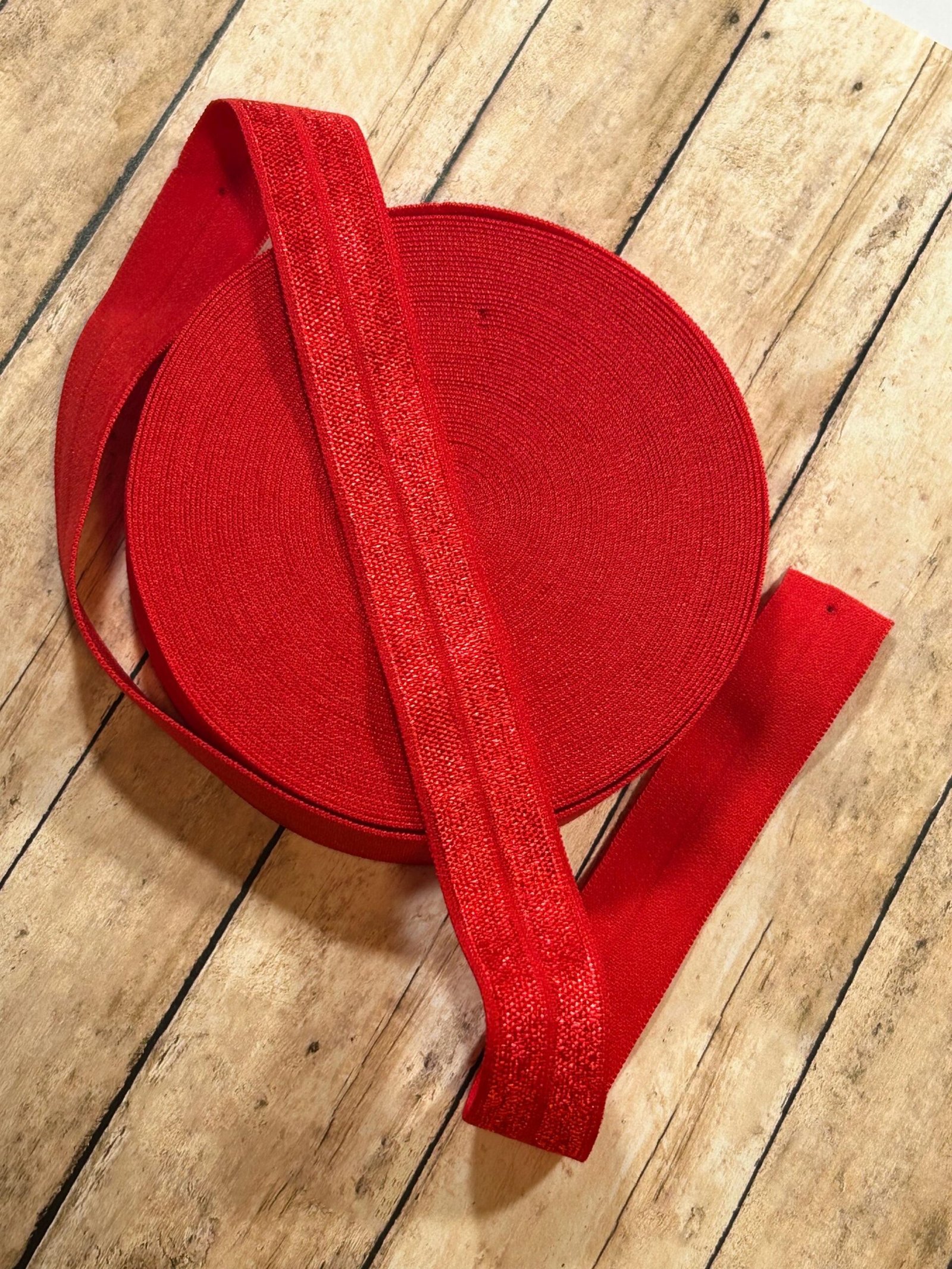 5 yards 5/8 “ Christmas Red FOE Fold Over Elastic sewing bow making headband blanks craft supplies DIY bows headbands hair ties F.O.E. trim - Image 3