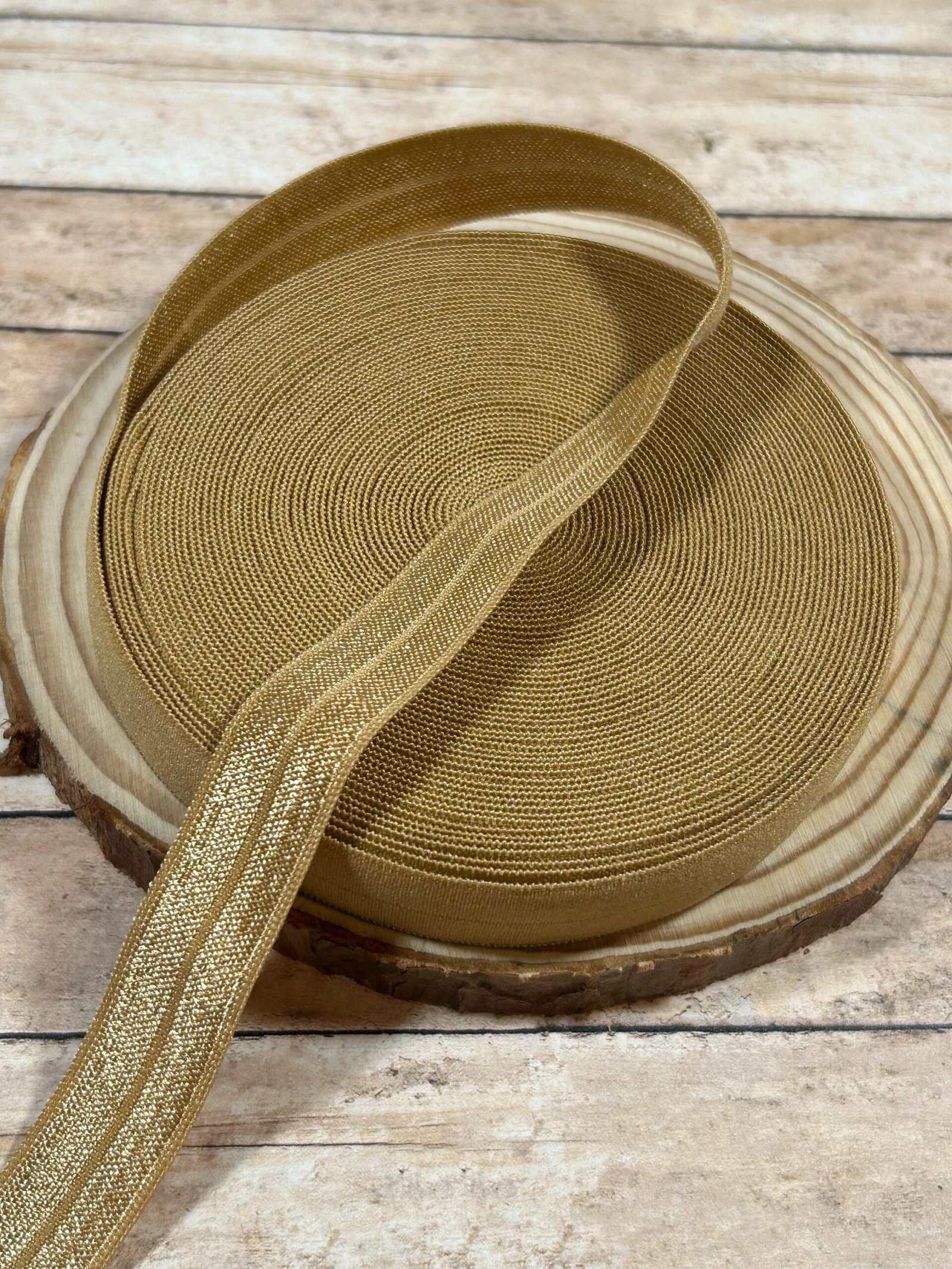 5 yards 5/8 “ Gold FOE Fold Over Elastic - Image 2