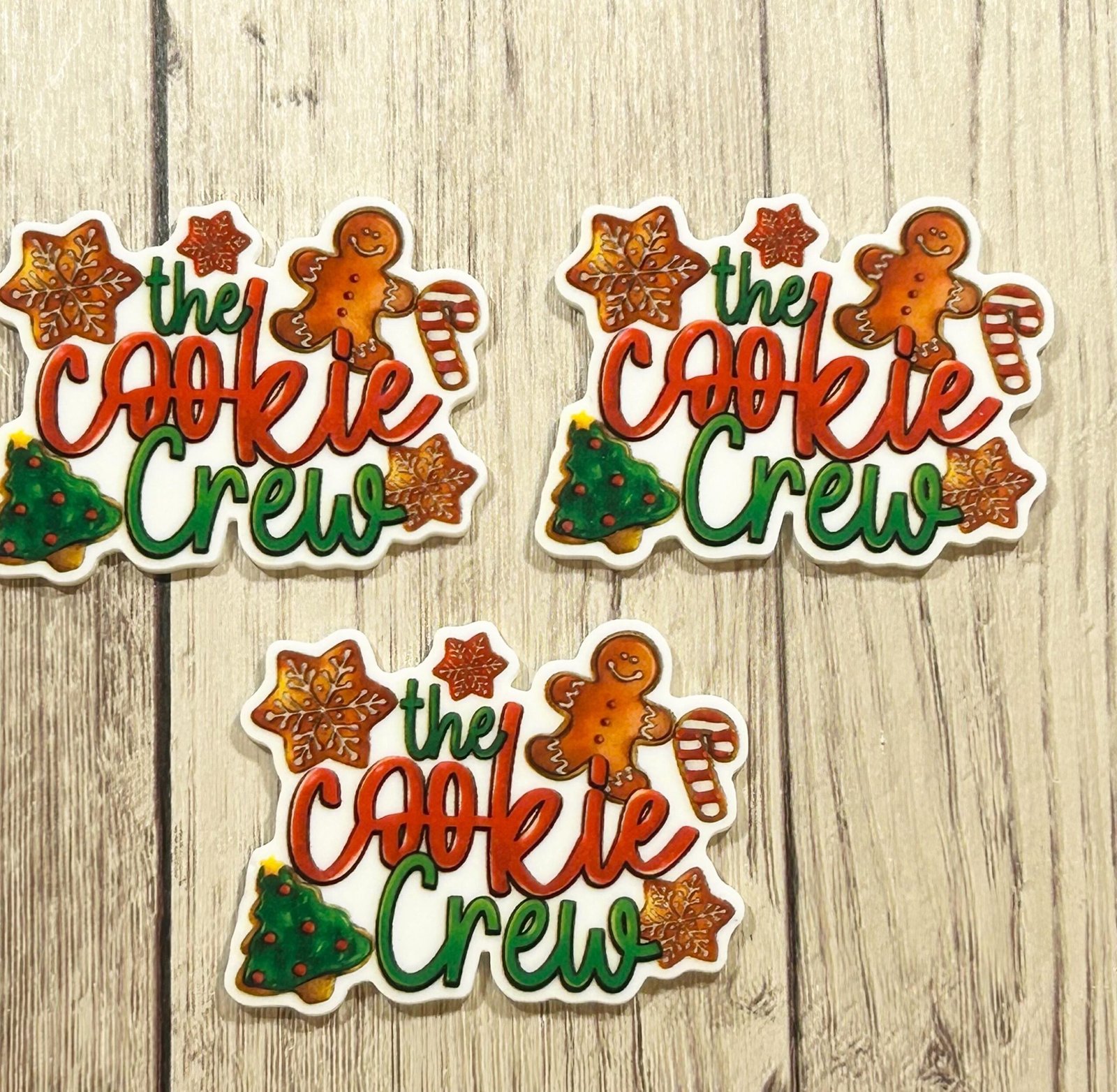 3 Cookie crew Christmas Planar Resins Flatback planars hairbow hair bow supplies focal craft supply jewelry bows magnet flatbacks baking DIY - Image 2