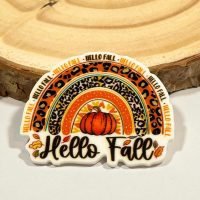 3 Hello Fall Rainbow Planar Resins Flatback planars hairbow hair bow supplies focal craft supply bows magnets clips flatbacks DIY