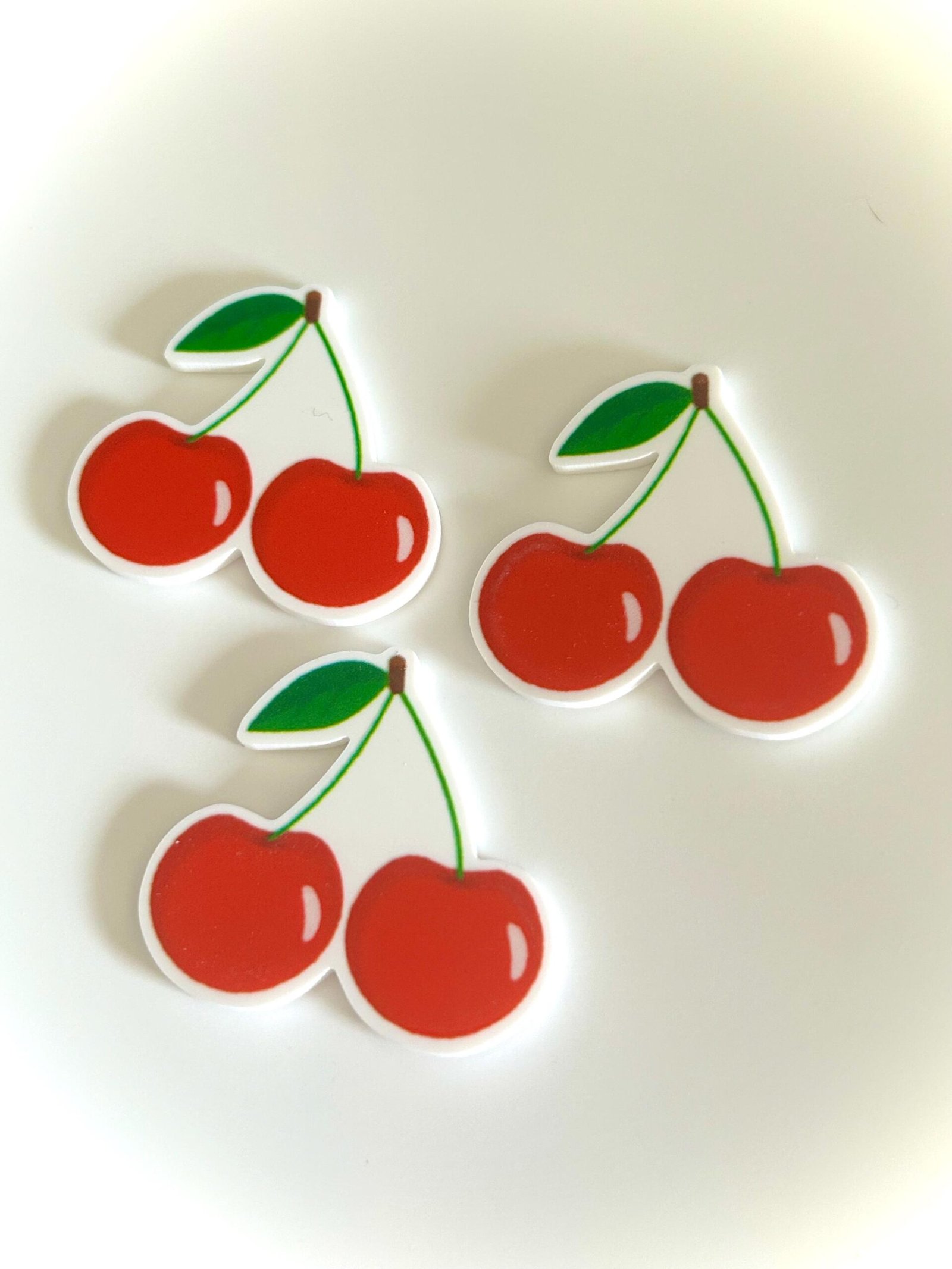 3 Cherry Fruit Planar Resin Flatback keychain hairbow hair bows supplies craft supply spring focal handmade crafts bow flatbacks jewelry - Image 2