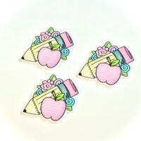 3 Back To School  Planar Resins Flatback planars hairbow hair bow supplies focal craft supply bows magnets clips flatbacks DIY earring teach