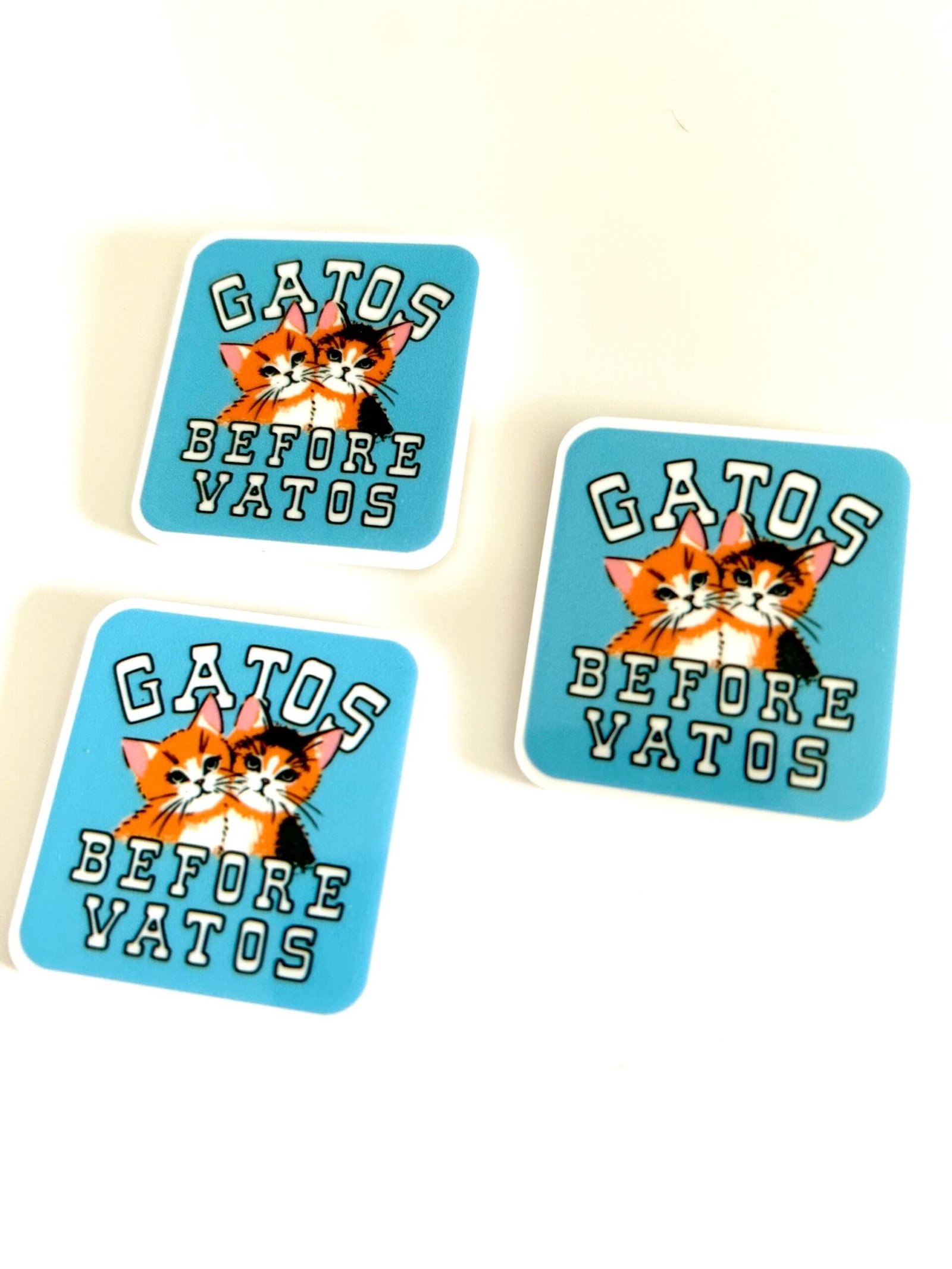 3 funny Planar Resin Flatback keychain hairbow hair bows supplies craft supply spring focal handmade crafts bow Gatos b4 Vatos cats centers - Image 2