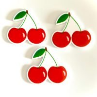 3 Cherry Fruit Planar Resin Flatback keychain hairbow hair bows supplies craft supply spring focal handmade crafts bow flatbacks jewelry