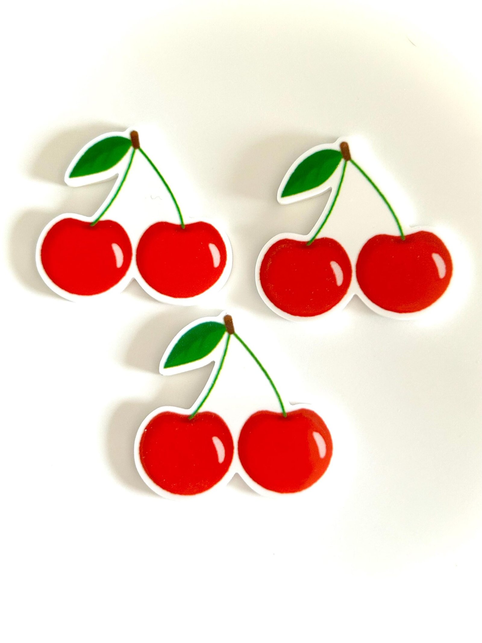 3 Cherry Fruit Planar Resin Flatback keychain hairbow hair bows supplies craft supply spring focal handmade crafts bow flatbacks jewelry - Image 4