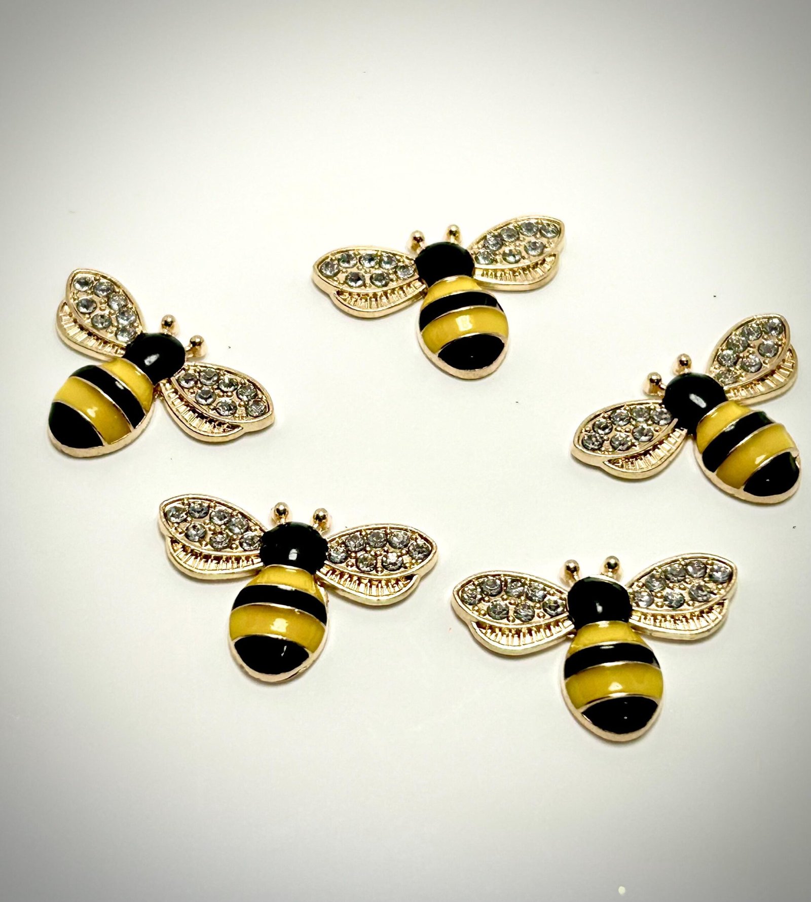 5 Honey Bee Flatbacks | enameled bees charms | hair bow centers | focal | fake baking | bow making | craft supplies | bugs | bee cabochons - Image 2