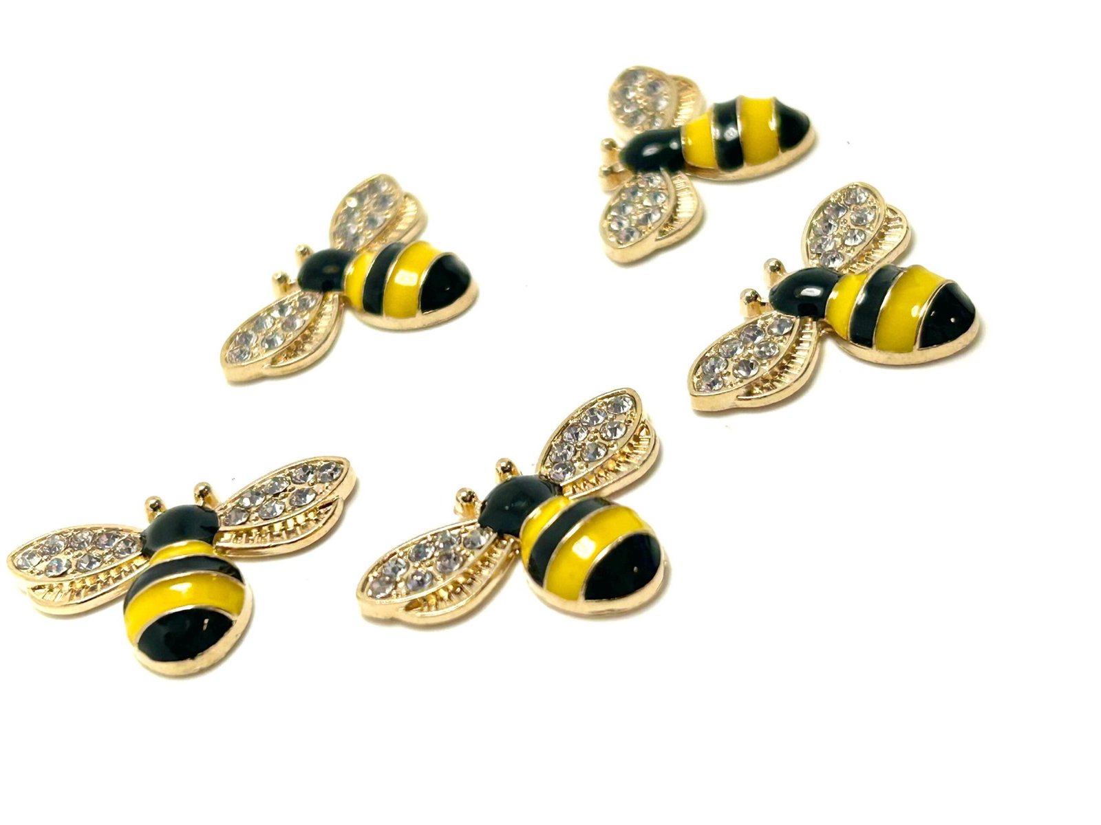 5 Honey Bee Flatbacks | enameled bees charms | hair bow centers | focal | fake baking | bow making | craft supplies | bugs | bee cabochons - Image 3