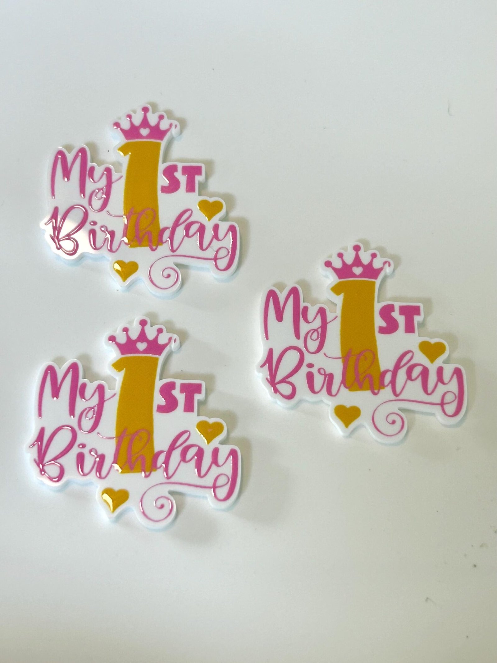 3 1st Birthday Planar Resins Flatback planars hairbow hair bow centers focal jewelry bows fake bake craft supplies bows first princess Cake - Image 4