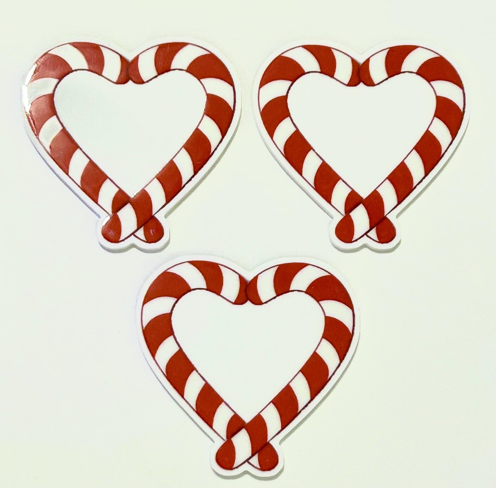 3 Candy Cane Heart planar resins, Christmas flatbacks - Image 2