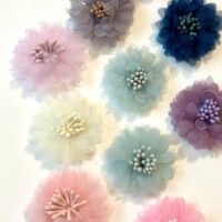 10 organza fabric flowers sewing notions trims, craft supplies, DIY, Hair bow making,  bows, wedding derby fascinator embellishments