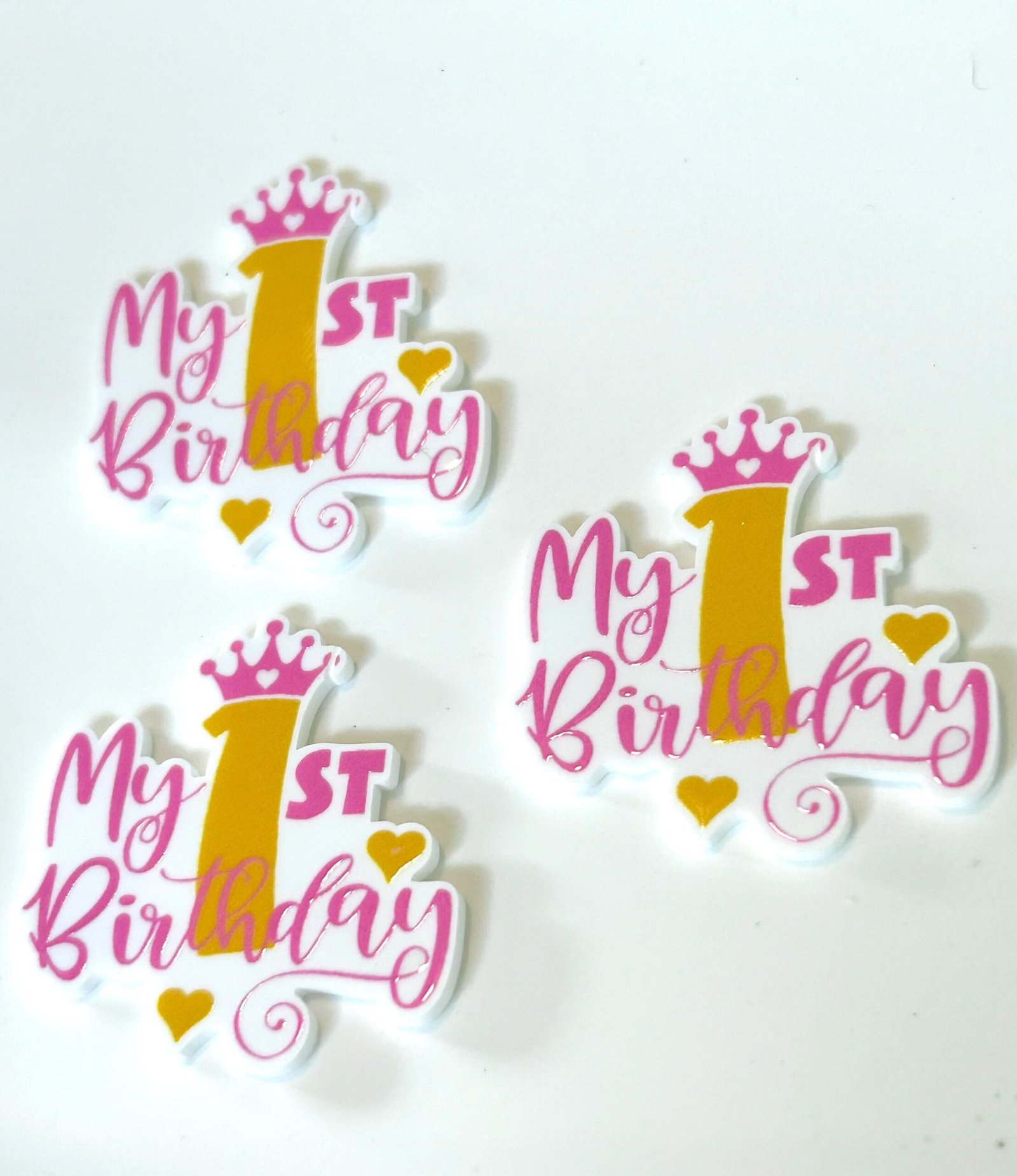 3 1st Birthday Planar Resins Flatback planars hairbow hair bow centers focal jewelry bows fake bake craft supplies bows first princess Cake - Image 2