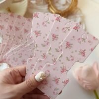 25 shabby pink roses hair tie cards | bow cards | bracelet packaging | craft show display | coquette | jewelry display | Etsy shop supplies