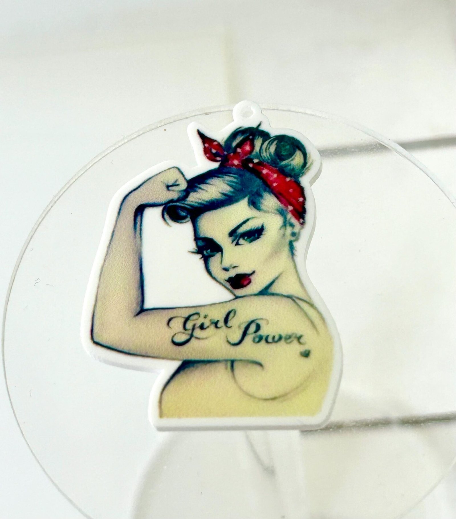 3 pin up girl power Planar Resins Flatback planars hairbow hair bow supplies focal craft supplies jewelry bows clips Flatbacks Rosie Riveter - Image 2