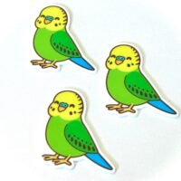 3 parakeet Planar Resins Flatback planars hairbow hair bow supplies focal craft supplies jewelry bows clips flatbacks green birds pets