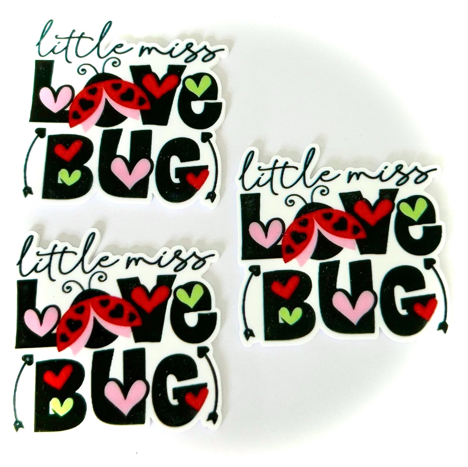 3 ladybug Planar Resins, Flatbacks, fake bake, hairbow, hair bow centers, focal, craft supplies , jewelry, bows, DIY, love bug Valentine