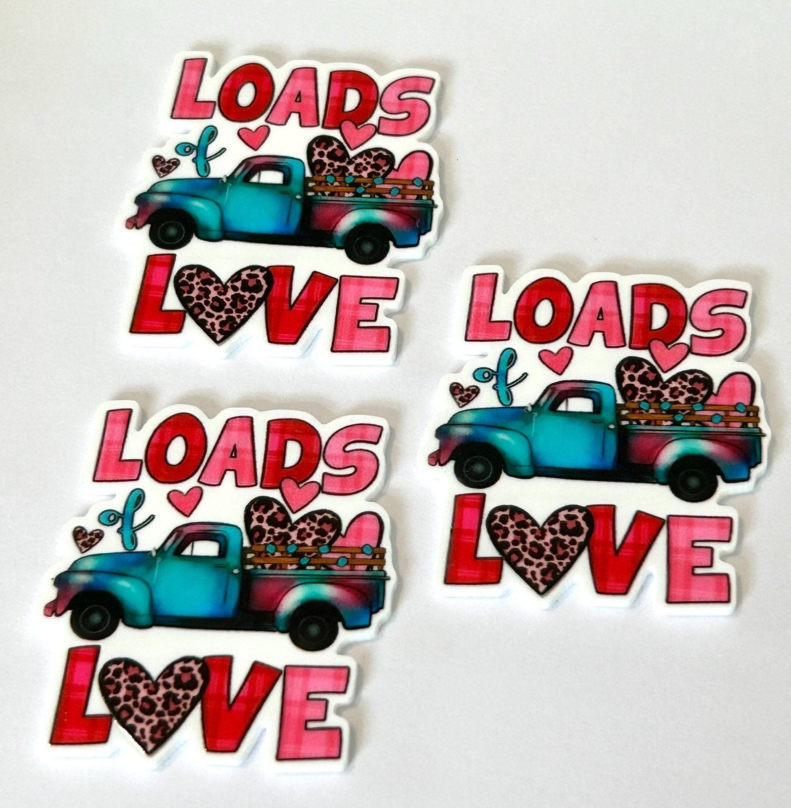 3 little Love truck Planar Resins, Flatbacks, fake bake, hairbow, hair bow centers, craft supplies, jewelry, bos, DIY phone grip, valentine