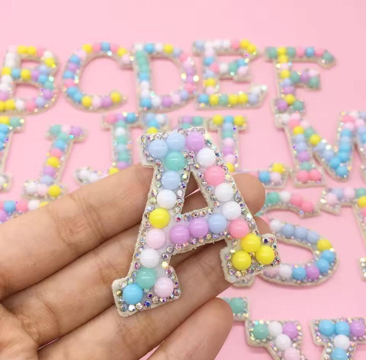 Pastel Pom Pom pearl alphabet letters | letter patch | letter applique | craft supplies | Pom Pom letters | DIY| Craft Supplies |