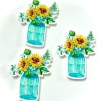 3 Sunflower Mason jar planar Resins Flatback planars hairbow hair bow focal craft supplies jewelry bows clips flatbacks keychain earrings