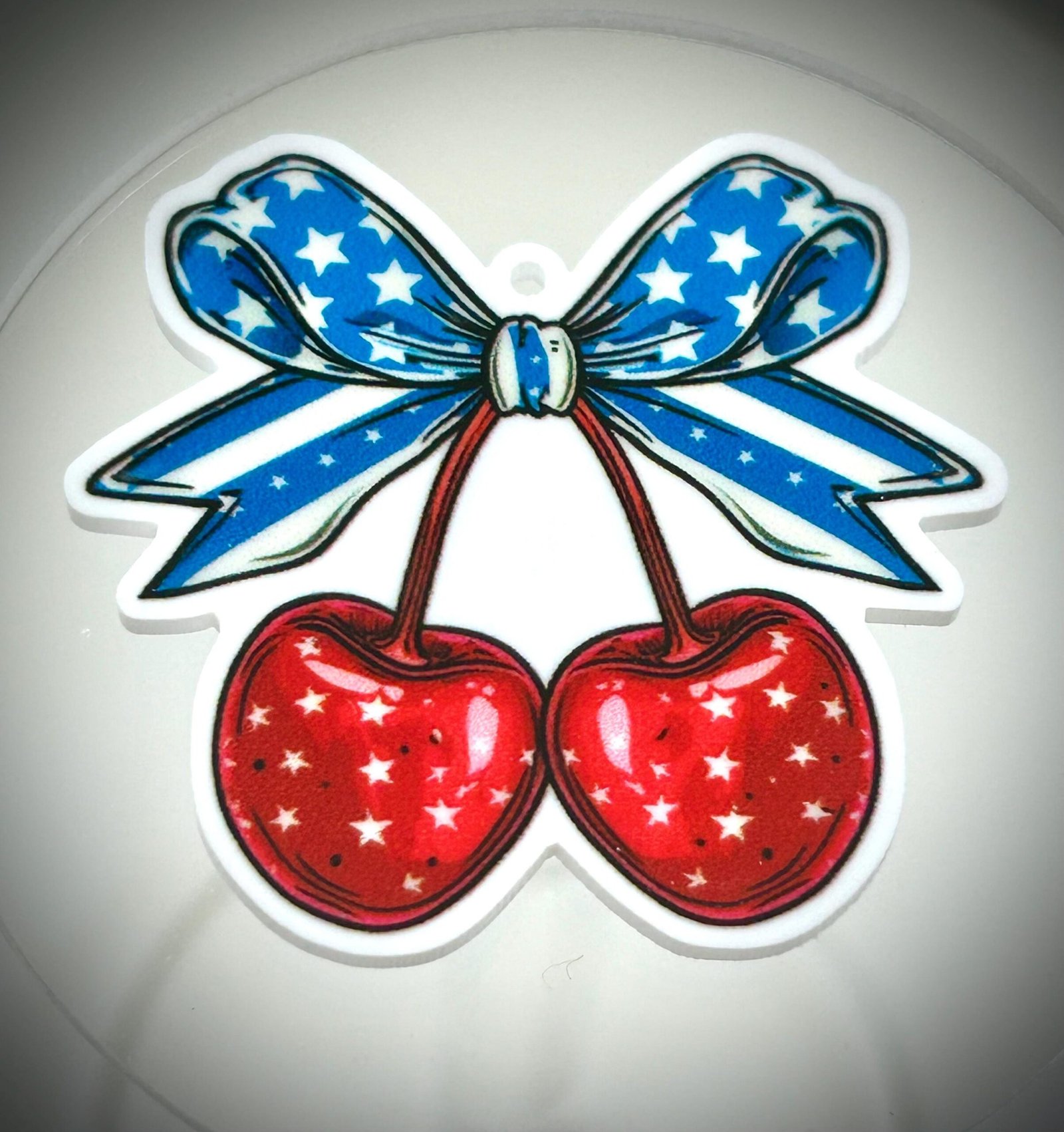 3 Patriotic | 4th of July planar resins | craft supplies | red white blue | bows| bow centers | cherries | pendant| key fobs | earrings| DIY - Image 4