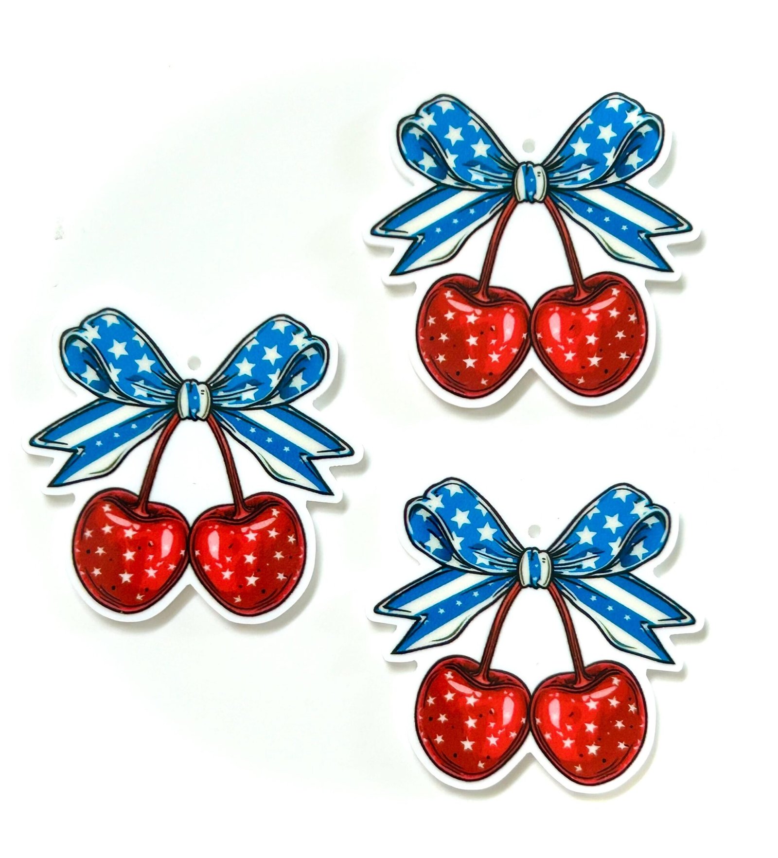 3 Patriotic | 4th of July planar resins | craft supplies | red white blue | bows| bow centers | cherries | pendant| key fobs | earrings| DIY - Image 5