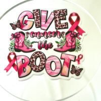 3 Cowgirl boot Planar Resins, Flatbacks, hair bow centers, jewelry, bows, fake bake, craft supplies, Give Cancer The Boot, breast cancer DIY