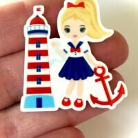 3 Patriotic | 4th of July planar resins | craft supplies | red white blue | bows| bow centers | nautical lighthouse | jewelry | focal | USA