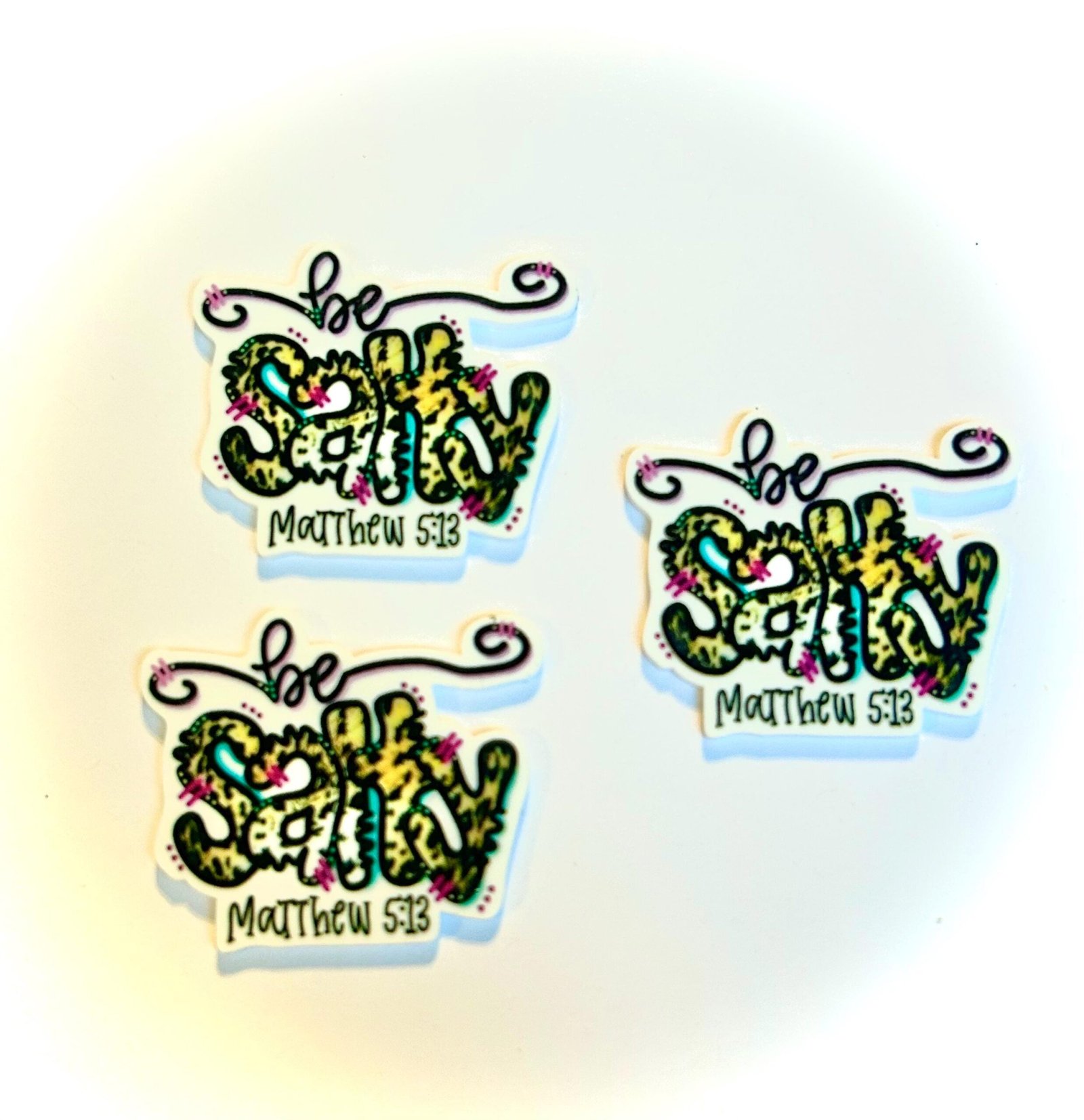 3 Be Salty Planar Resin Flatbacks, focal, hair bow supplies, craft supplies, resins , fake bake keychains hair bows Christian Scripture - Image 2