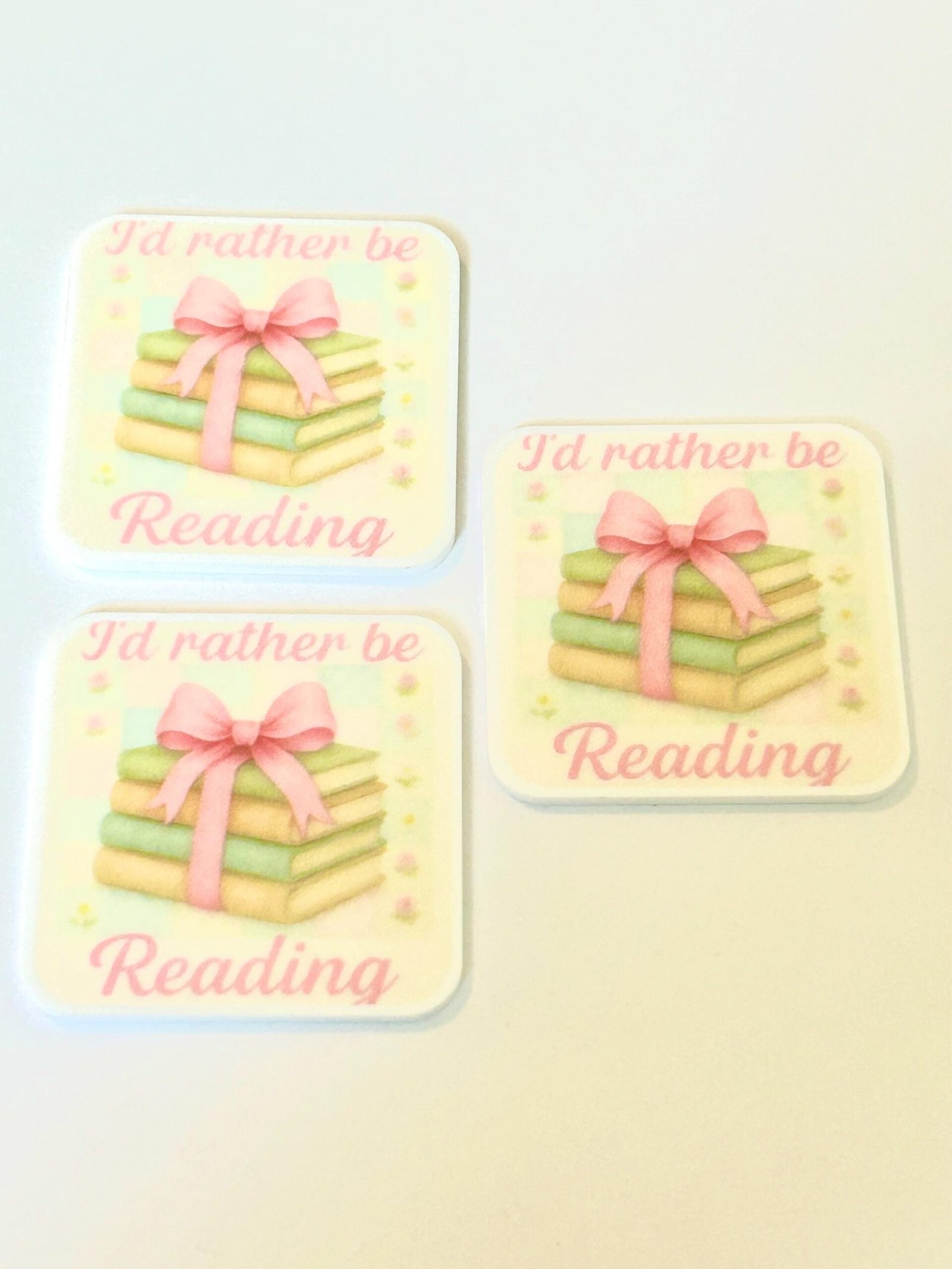 3 Rather Be Reading Planar Resins, Flatbacks, keychains, hair bow centers, craft supplies, focal, cabochon, earrings, DIY, badge reels - Image 3