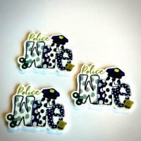 3 Police Wife Planar Resins, Flatbacks, hairbow, hair bow centers, focal, jewelry, fake bake, craft supplies, Blue, DIY, crocs, LEO, badge