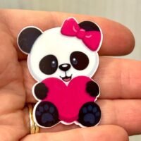 2 Valentine Panda Planar Resins,  Flatbacks, hairbow, hair bow centers, craft supplies, focal, hearts, bows, cabochon, DIY phone case