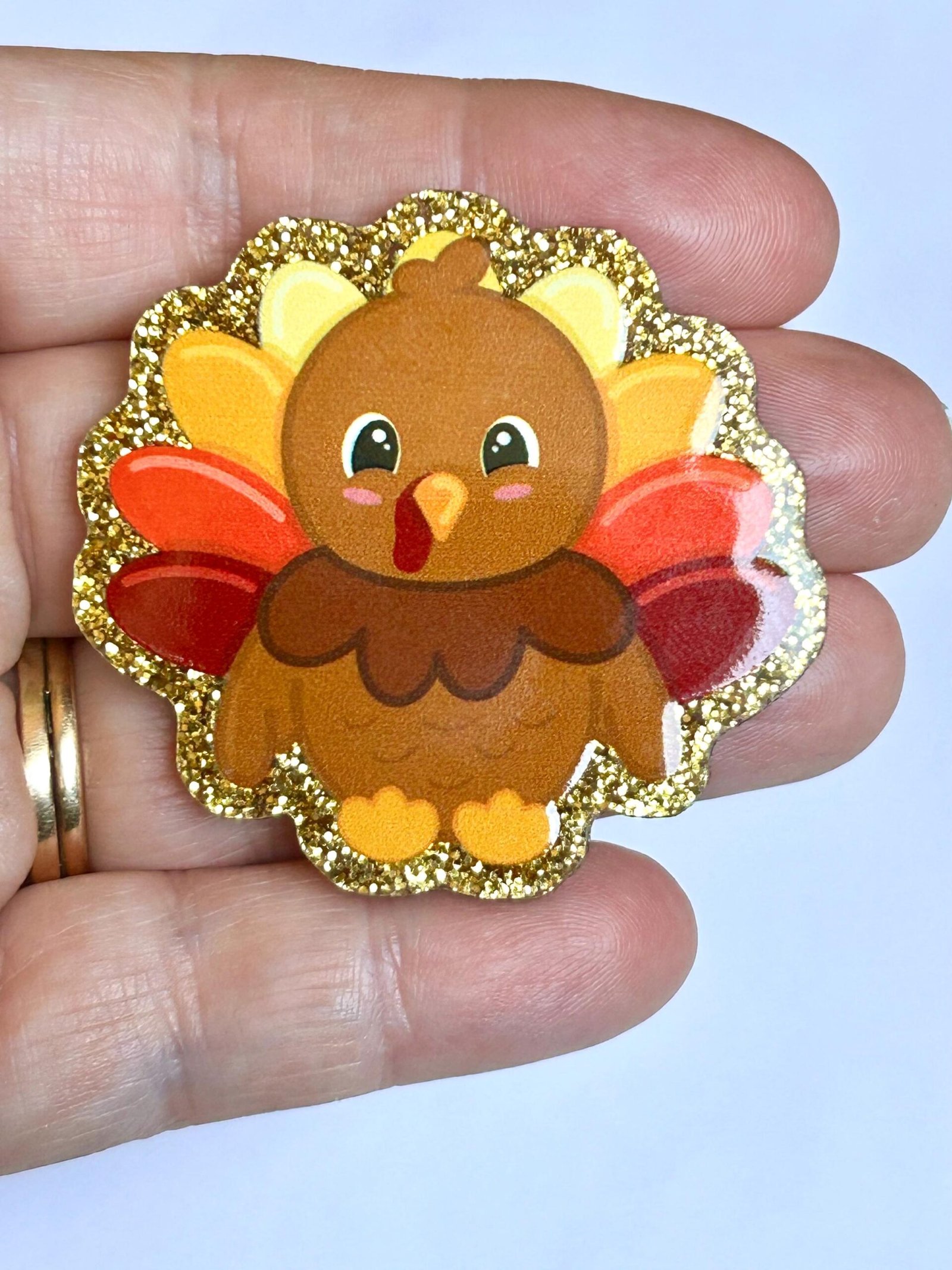 3 premium turkey Thanksgiving Glitter Planar resins | craft supplies | bow centers | charms | flatbacks l party favors | cupcake toppers | - Image 3