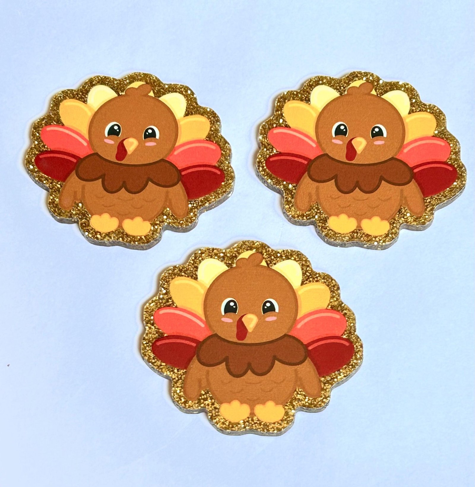 3 premium turkey Thanksgiving Glitter Planar resins | craft supplies | bow centers | charms | flatbacks l party favors | cupcake toppers | - Image 8