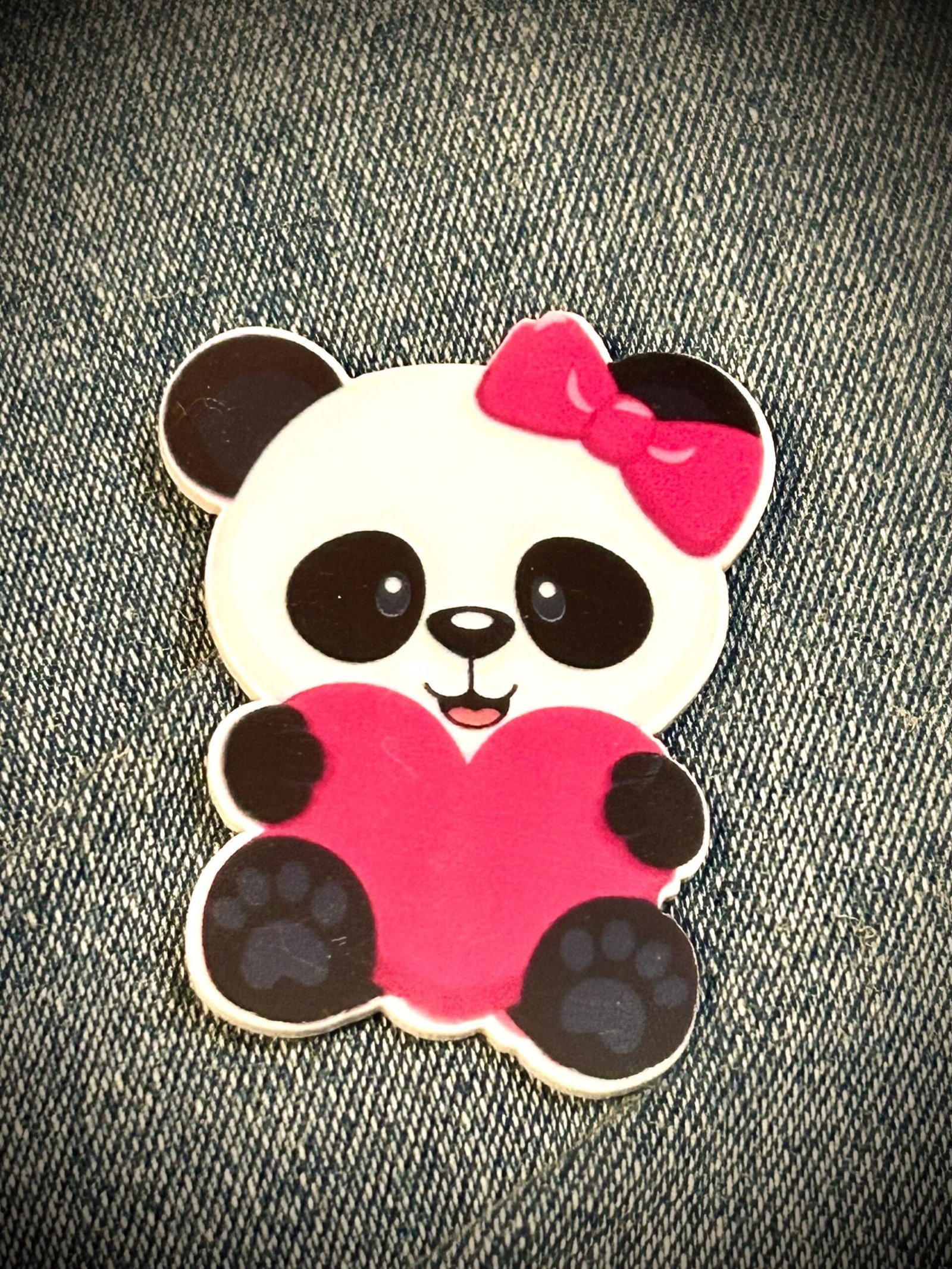 2 Valentine Panda Planar Resins, Flatbacks, hairbow, hair bow centers, craft supplies, focal, hearts, bows, cabochon, DIY phone case - Image 3
