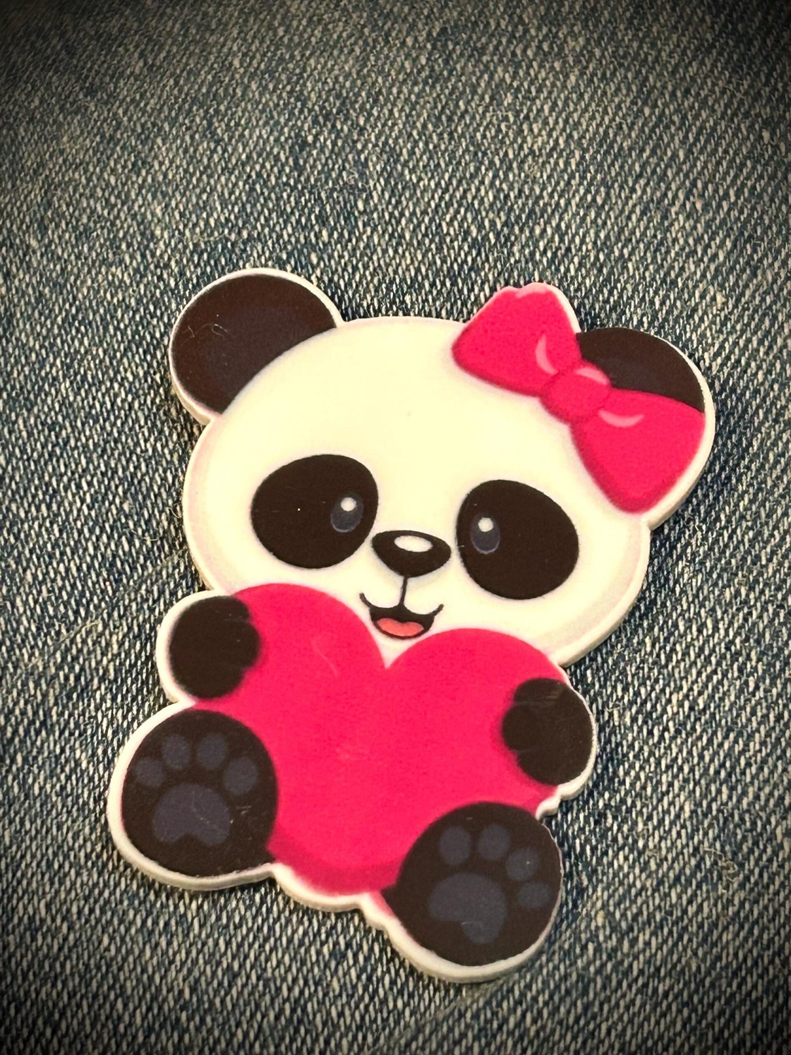 2 Valentine Panda Planar Resins, Flatbacks, hairbow, hair bow centers, craft supplies, focal, hearts, bows, cabochon, DIY phone case - Image 4