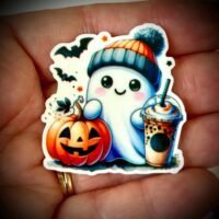 3 Ghost Halloween Planar Resins, Flatbacks, focal, hair bow centers, craft supplies, soap, badge reel supplies, embellishments, fall DIY